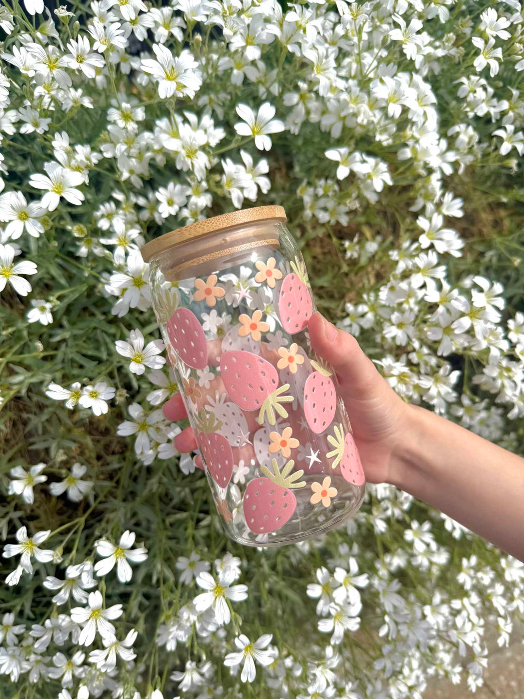 Berry Cute glas med låg og sugerør