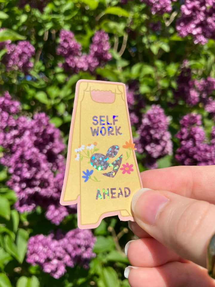 Self work ahead klistermærke