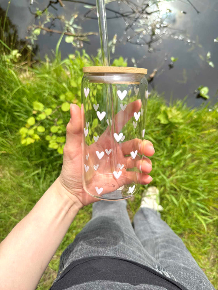 Sweetheart glas med låg og sugerør